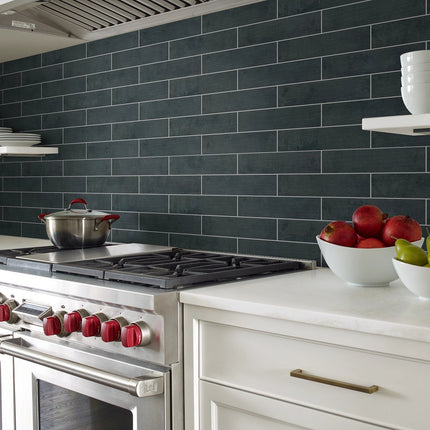NOBLE 3X12 — Anthracite in a room setting