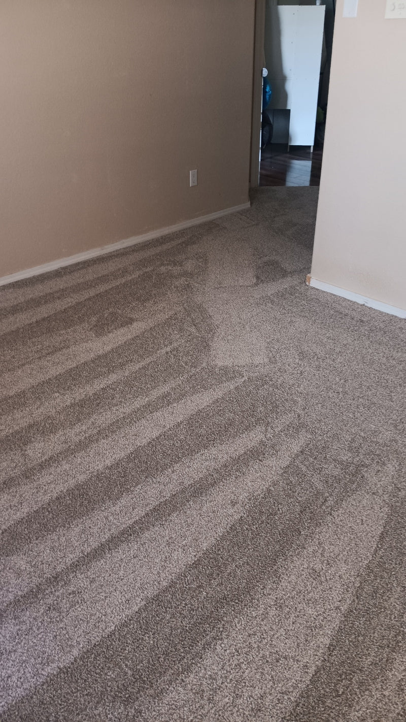 Carpeted hallway with beige walls and a visible electrical outlet.
