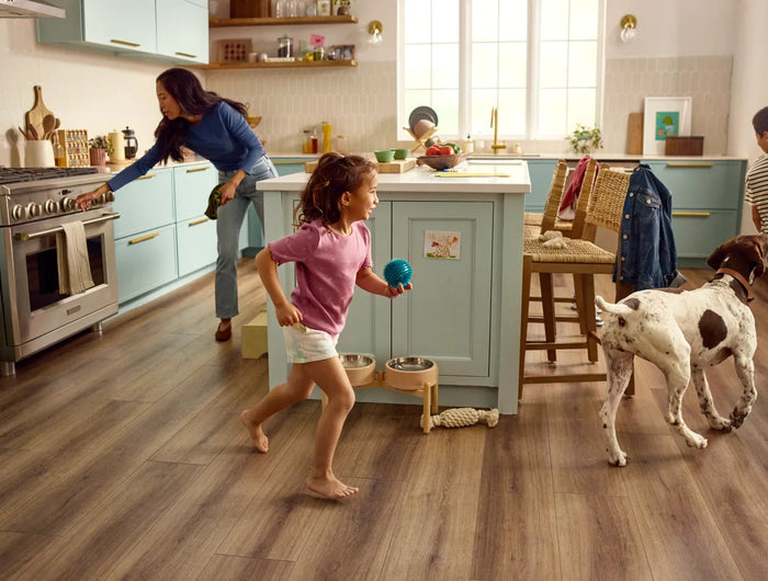 Shaw flooring flooring in kitchen - lifestyle photo with people