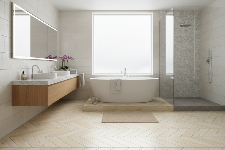 tile installation flooring elegant bathroom
